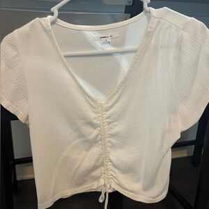 O'Neill White Flutter Sleeve Ruched Top